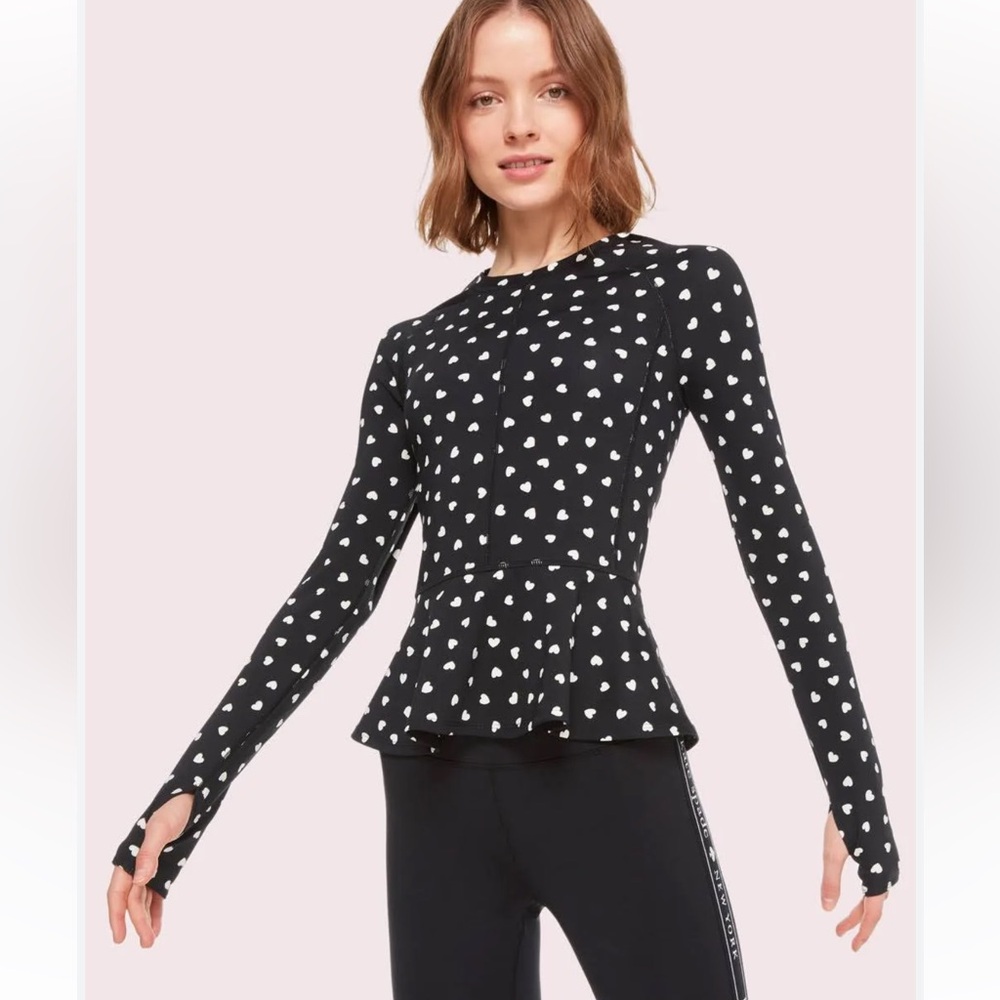 Kate Spade Heartbeat Polka Dot Peplum Top Size XS